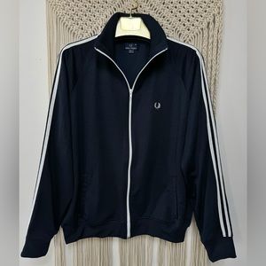 Fred Perry Full Zip Track Jacket Dark Navy made in Portugal.
